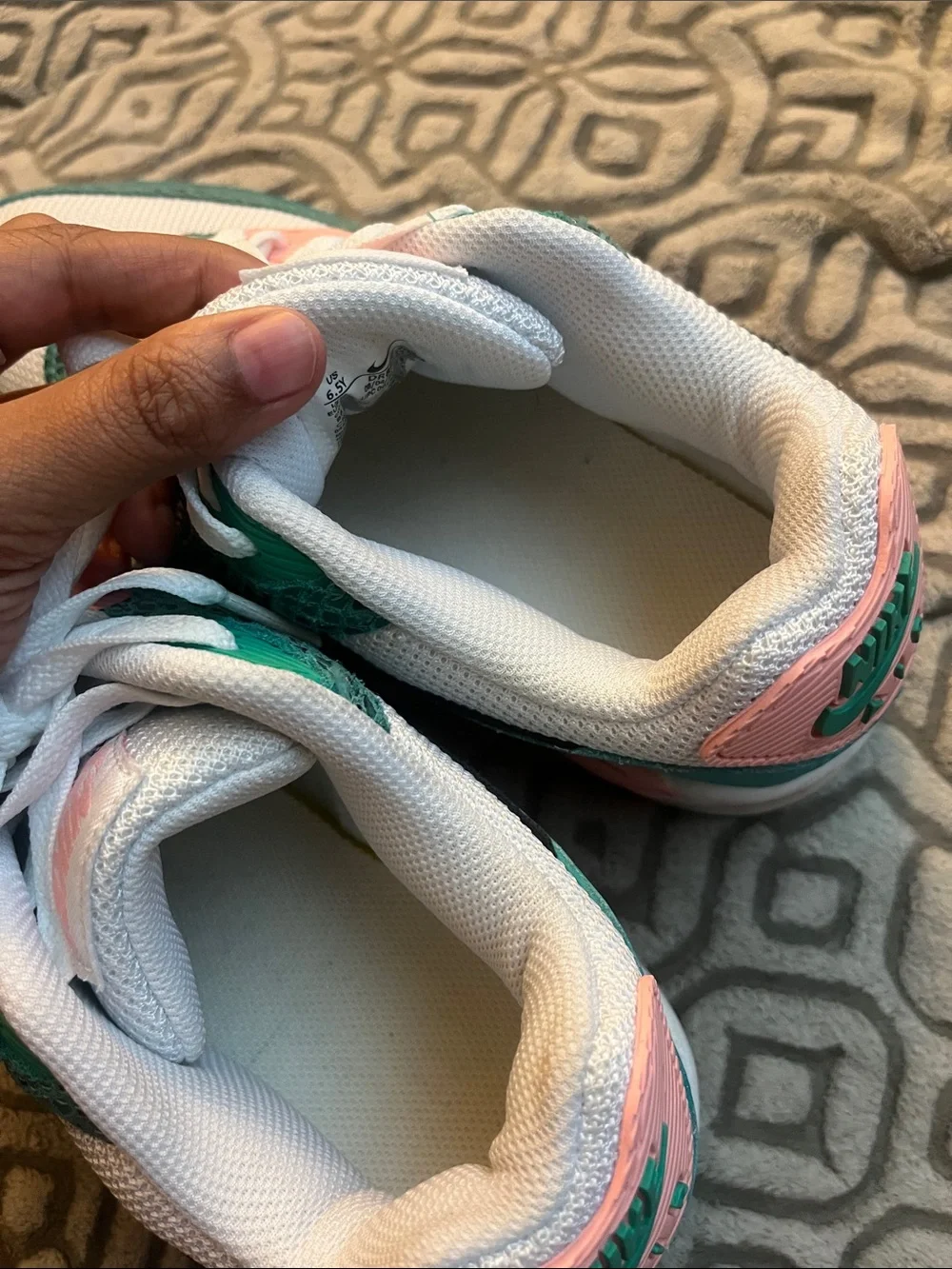 Nike White Teal Pink Mesh Snake-Texture Sneakers air max 90